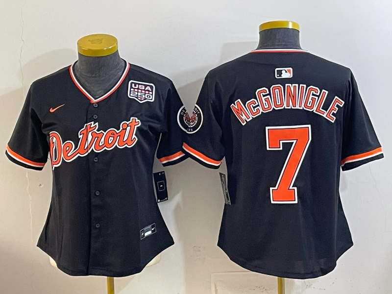 women Detroit Tigers #7 McGonigle black Nike 2026 MLB Jersey 0414002->women mlb jersey->Women Jersey